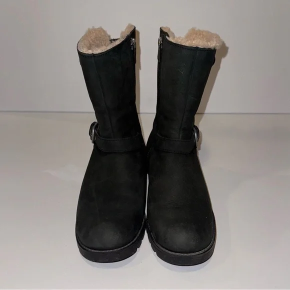 UGG Grandle Black Suede Boots with Shearling Lining - Picture 10 of 16